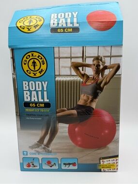 Gold's Gym 65 CM Red Body Ball - Stability & Core Trainer